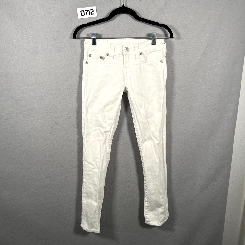 True Religion Stella Jeans‎ Girls 10 White Denim Cotton Light Wash Straight Leg